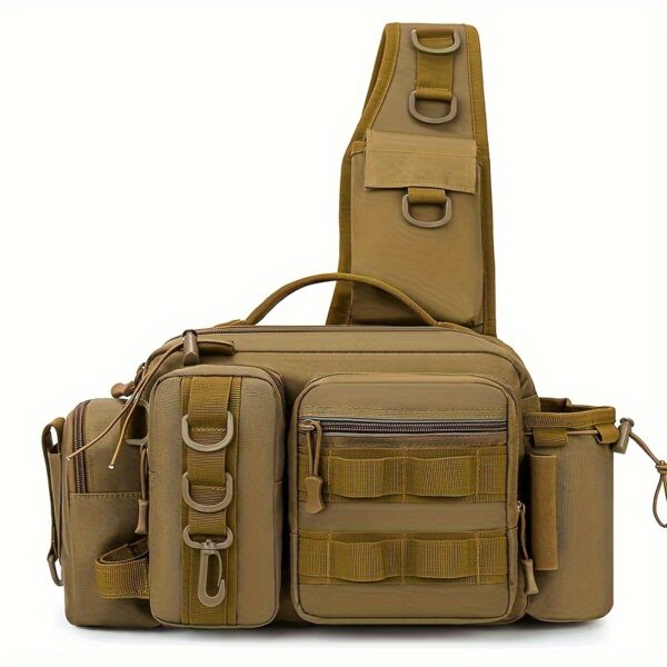 [Camouflage Fishing Backpack] Camouflage Multi-Functional Fishing Backpack | Nylon Fishing Tackle Box Bag with Adjustable Strap, Suitable for Fishing, Hiking, Camping - Single Shoulder Crossbody Tactical Bags with Lace-Up Detail - Image 9