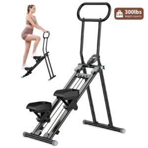 Stair Stepper Folding Vertical Cardio Exercise Climber Stair-Master For Exercise At Home Full Body Workout Machine With Handlebar 300LBS Load With Adjustable Step Range Handlebar & Pedals, Without Battery