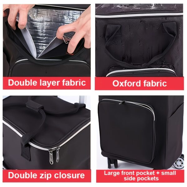 [Insulated Cooler Bag] 1pc Insulated Cooler Bag, Thermal Trolley Bag | Oxford Fabric, Car Outdoor Insulation, Ice Pack, Wheels, Foldable, Camping Refrigerator, Suitable for Outdoor Travel, Fishing, Beach, Outdoor Tool Storage, Thanksgiving, Christmas, Halloween, Mother's Day - Image 2