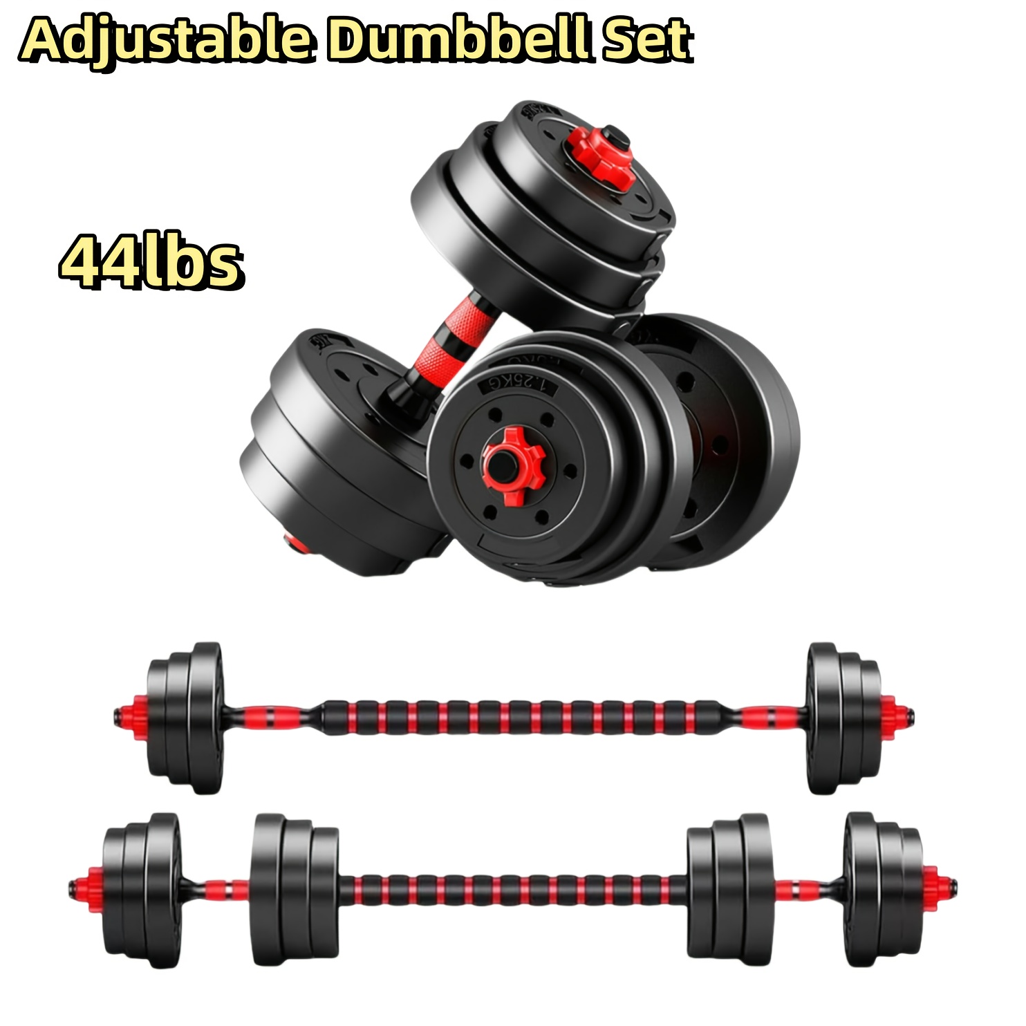 Quick Adjustable 44LBS Dumbbell Set, Free Weights Dumbbells, 3 In1 Weight Set, Space-Saving Home Gym Equipment, Ideal For Full Body Workouts, Strength Training, And Fitness For Men & Women - Image 3