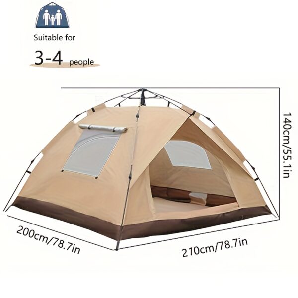 [Pop-Up Tent] 4-Person Pop-Up Tent | UV Protection, Mosquito Netting, Spacious Interior & Sturdy Support Poles - Zippered Outdoor Camping Gear - Image 8