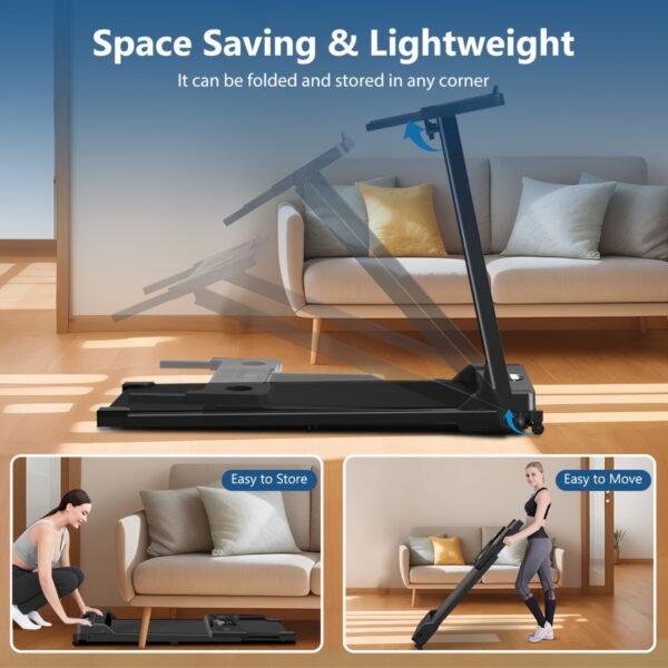 [Portable Treadmill] 3.0HP Foldable Portable Home Treadmill | Load-bearing 300 LBS, Small Home Office Walking Treadmill, Armrest, LED Display, Walking Jog, Plug-in - Image 10