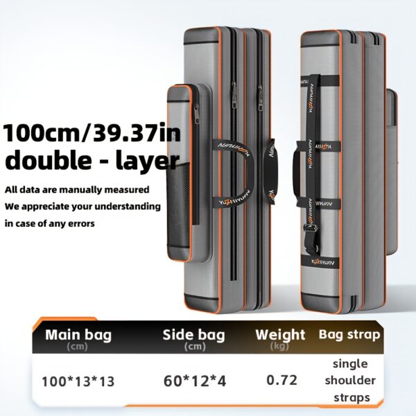 [Portable Fishing Gear Bag] Yuzhiyuan Fishing Gear Bag, Durable & Lightweight, with Multiple Compartments | Ideal for Freshwater and Saltwater Fishing, Gray with Orange Accents, Perfect Gift for Anglers, Fishing Accessory - Image 8