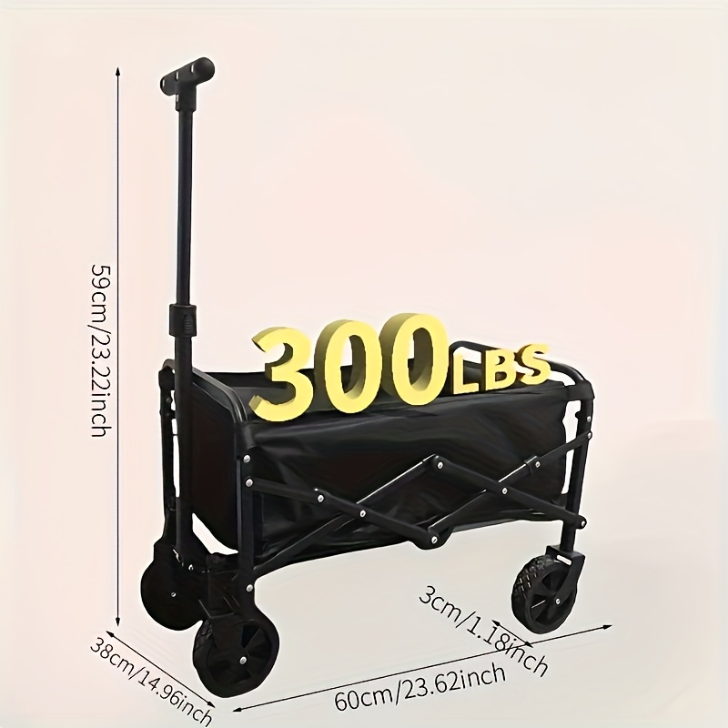 Upgraded 360° All-terrain Heavy-duty Folding Sports Transporter with Adjustable Handle And Cup Holder, Suitable for Gift Packaging for Camping, Beach Travel, Family Picnic, Gardening And Other Scenarios-Wagon Cart - Image 3