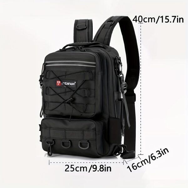 [Premium Fishing Backpack] Lightweight, Premium Moire 1pc Fishing Backpack with Rod Holder | Spacious Storage for Fishing Gear - Ideal for Camping and Hiking Enthusiasts - Image 7