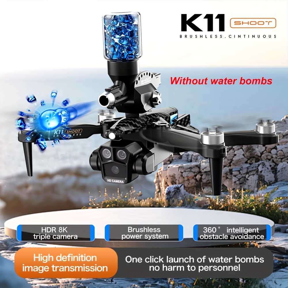 SEREE K11MAX Water Bomb Drone with 8K Camera, Long Range GPS Quadcopter for Beginners, Optical Flow, 5G Transmission, Foldable Design, Brushless Motor, Obstacle Avoidance, Auto Home & Follow Me, Includes 2 Batteries & Carrying Case, Perfect Gift for Men, Recreational Drone | Sleek Drone | Precision Navigation - Image 8