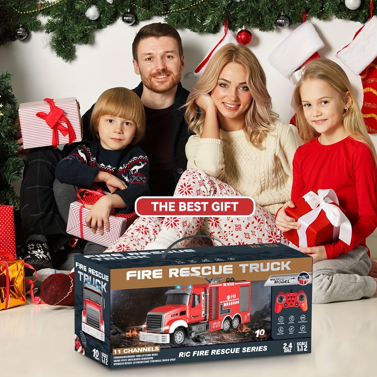 Remote Control Fire Truck, Water Cannon Fire Truck, RC Construction Truck Toys - 180° Spray Function, Auto Demonstration, with Battery, Birthday Gift for Boys And Girls Over 6-12 Years Old - Image 10