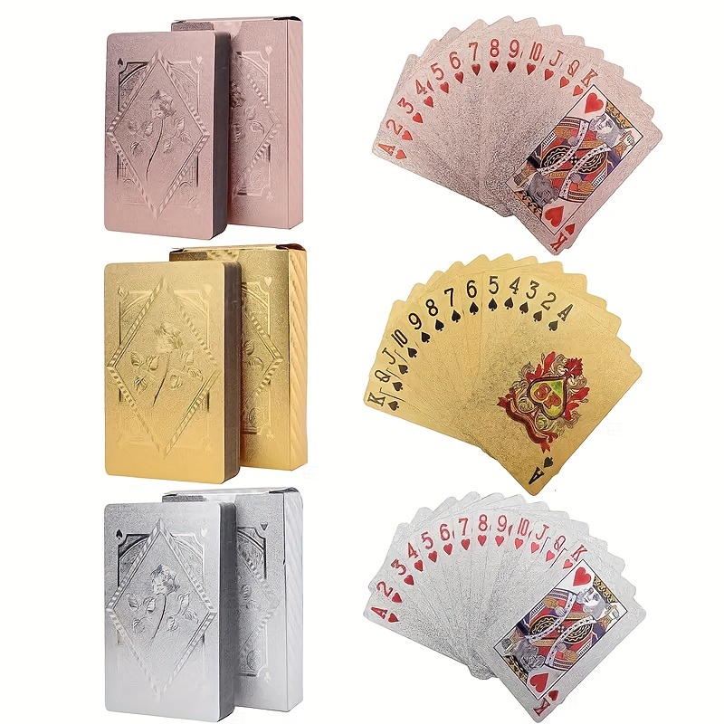 Golden Foil Waterproof Plastic Playing Cards Set - Party Game Gift (Golden/Silvery/Pink) - Image 3