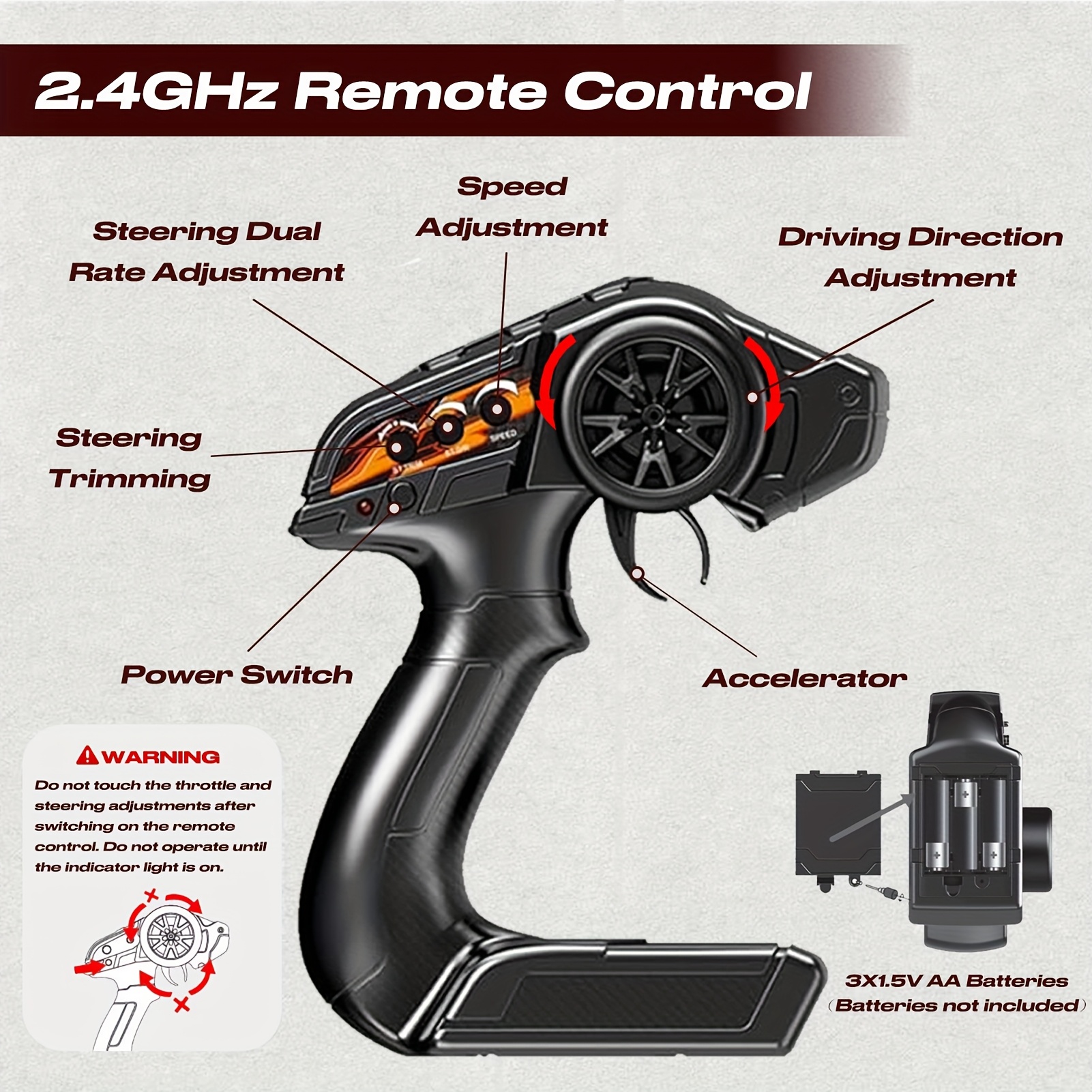 1:8 45KM/H Large RC Car, High Speed Remote Control Vehicle, Off-road RC Car Sport Utility Vehicle, Independent Shock Absorption, Fall And Crash Resistance, Vehicle Toys Gift, 2 Battery - Image 4