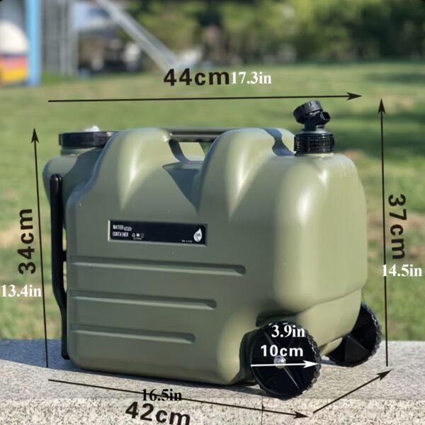 [Portable Water Bucket] 7.4 Gal Portable Water Bucket with Wheels & Pull Rods | Large Capacity PE Square Container, Olive Green with Black Wheels for Camping, Hiking, and Picnics | Outdoor Water Transport, Transportable Water Storage, Durable PE Material - Image 8