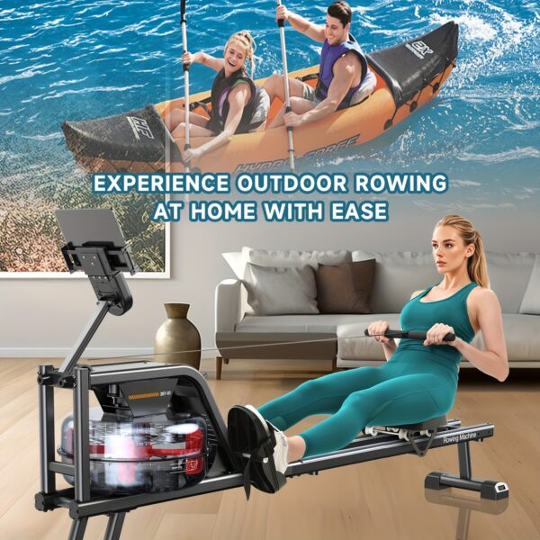 [Magnetic Rowing Machine] SRIFY Heavy-Duty Full-Body Magnetic Rowing Machine - Silent Glide Technology, Comfortable Padding, Foldable Frame - 350LBS Weight Capacity For Home Gym Workouts, Compact Design, Full-Body Training, No Battery