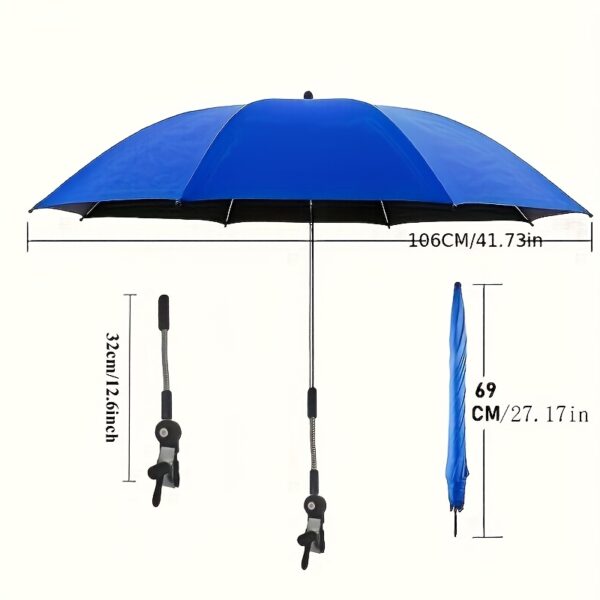 [Portable Sunshade Umbrella] Outdoor portable sunshade umbrella with clip fixation, adjustable angle, suitable for various chairs, UV protection parasol, beach umbrella, golf umbrella, 8-rib design, fiberglass reinforced frame, steel center pole. Ideal for beaches, fishing, camping, picnics, and gardens - Image 9