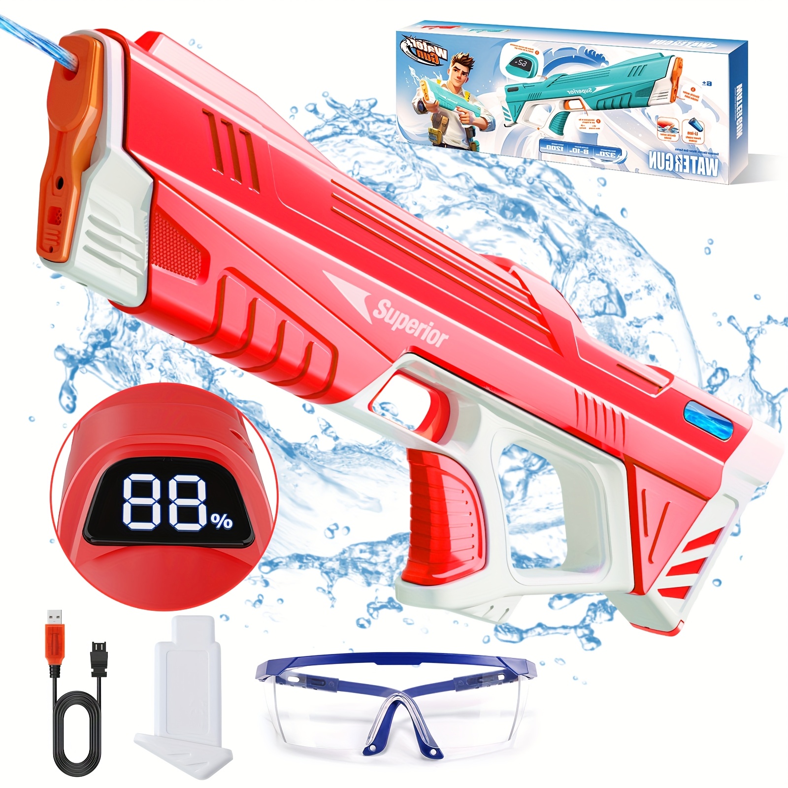 Electric Water Gun, Squirt Guns 39 Ft Range, Auto Suction Water Guns For Adults, Pool Beach Outdoor Party Toys, Powered Squirt Gun, Automatic Water Gun - Image 3