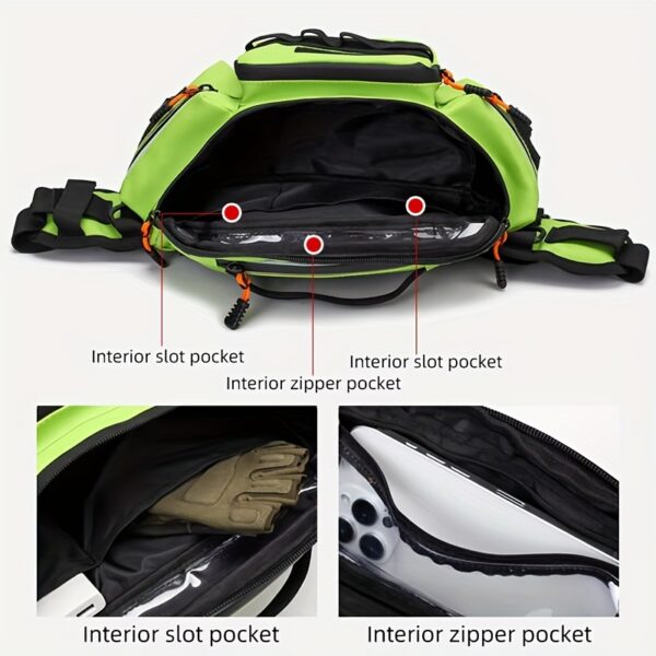 [Fishing Waist Bag] Fishing Waist Bag Outdoor Lure Fly Fishing Bag Multifunctional Waist Bag Multiple Carrying Modes Daily Travel Crossbody Bag Outdoor Sports Training Gym Bag Cycling Bag-B - Image 2