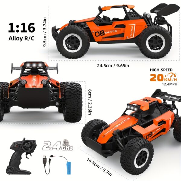 1:16 Scale All Terrain RC Off-Road Vehicle, 2.4GHz RC Kids Toy Car, Durable Alloy And Plastic, Fun Racing Car Model That Can Climb And Drift - Perfect As Party Favors And Holiday Gifts - Image 8
