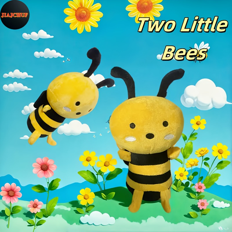 JIAJCHUF, Little Bee Plush Doll, Toy Gift, Holiday Gift, Two Little Bees Flying In The Flowers.