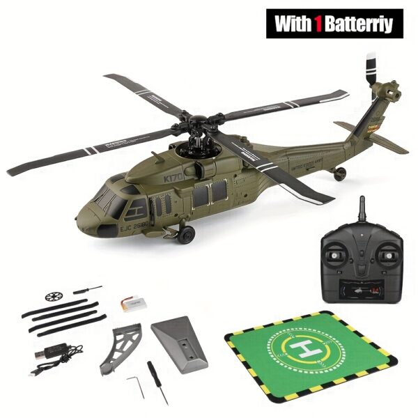 WLtoys K170 Blackk Hawk UH-15.85gal 170 RC Helicopters 2.4G 4CH Flybarless 1106 External Brushless Motor RC Helicopter Toys for Adults Boys - Image 3