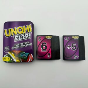 UNQHI Tin Box Packaging 2-10 Player Matching Card Game - 112 Double-Sided Flip Cards, Colorful Tabletop Card Game with Foil Box, Perfect for Halloween, Christmas, Valentine's Day & Thanksgiving Gatherings | Collectible Cards | Family Board Game