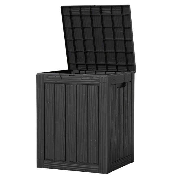 EasyUp All-Weather Outdoor Deck Box - Heavy-Duty Resin Construction, High Quality Flip-Top Lid, Minimalist Design for Patio, Deck & Backyard Storage (32GAL, 40GAL, 50GAL, 60GAL, 90GAL, 120GAL) - Coffee & Black, Deck Box for Outdoor Storage, Patio Organization, Contemporary Style, Durable Construction, Patio Decorators, Box, Cabinet, Rack for Outdoor Storage - Image 3