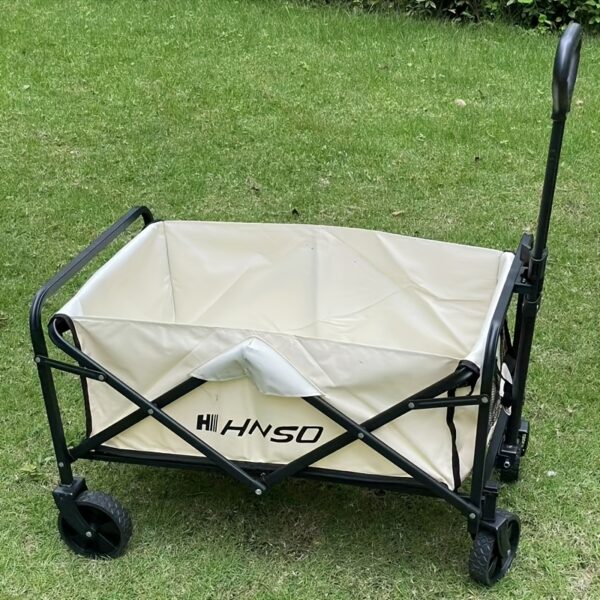 [Robust Build] Heavy-Duty Foldable Black Metal Hand Trolley with All-Terrain Wheels - Versatile for Camping, Travel, Sports, Fishing & BBQs, Easy Storage, No Power Required - Image 3