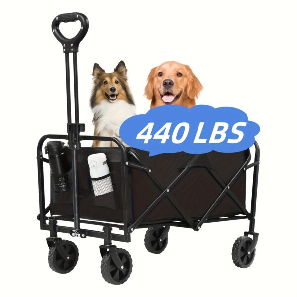 [600lbs Folding Cart] Heavy-Duty 600lbs Capacity Aluminum Alloy Folding Shopping Cart | Ergonomic Handles, All-Terrain Wheels, Durable Reinforced Frame | For Groceries, Moving, Home Use, 280lbs Folded Weight - Image 7