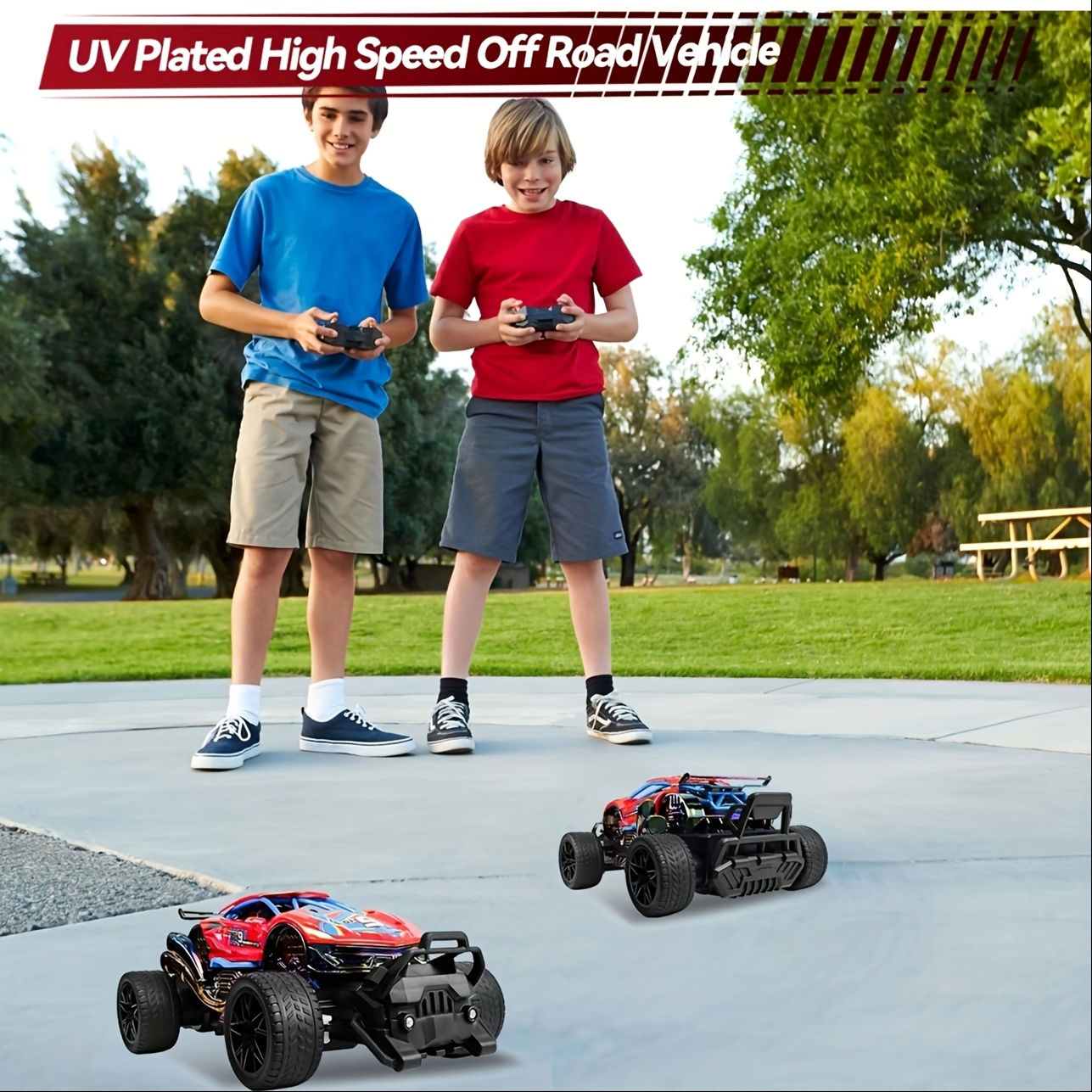 1:18 Scale All Terrain RC Car, High Speed RC Car With Cool Body Lights, Electric RC Truck, Off-road Truck With Two Rechargeable Batteries, Birthday, Christmas, Halloween Gift For Kids Over 6 Years Old - Image 6