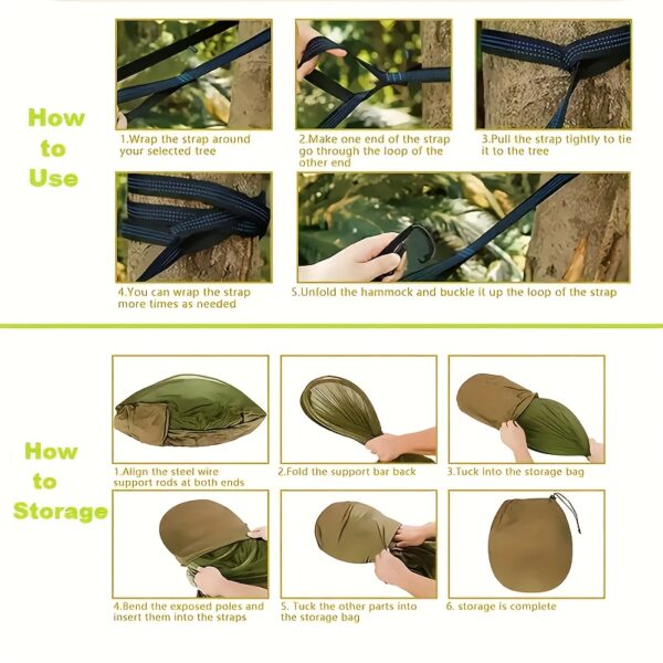 [Versatile Camo Hammock] 4-in-1 Camo Camping Hammock - Durable Nylon, Versatile with Mosquito Net & Sun Shelter, Easy Setup for Backpacking, Hiking, Beach & Garden Adventures, Camping Accessories - Image 11