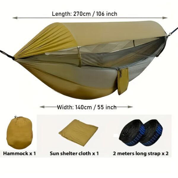 [Versatile Camo Hammock] 4-in-1 Camo Camping Hammock - Durable Nylon, Versatile with Mosquito Net & Sun Shelter, Easy Setup for Backpacking, Hiking, Beach & Garden Adventures, Camping Accessories - Image 4