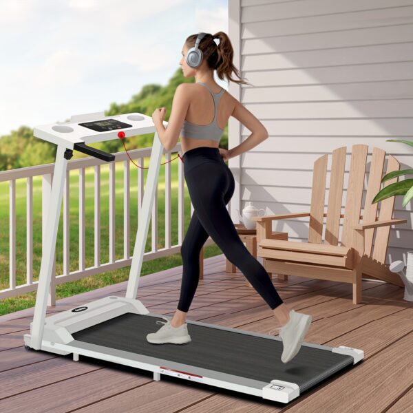 [Portable Foldable Treadmill] 300 LBS Capacity 3.0 HP Portable Foldable Treadmill - Walking Treadmill With Handle Bar, LED Display, Compact Design - Perfect for Home Office, Christmas Gifts - Image 4