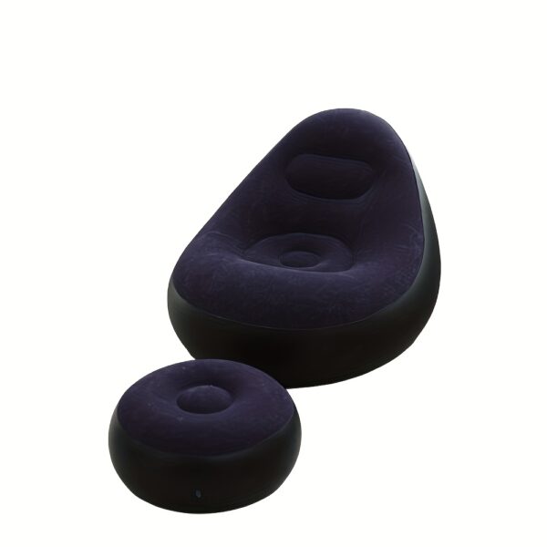 [Inflatable Sofa] 1pc Portable Inflatable Plush Sofa Lounger | Foldable with Footrest, Outdoor Recliner Chair for Camping Use - Image 5
