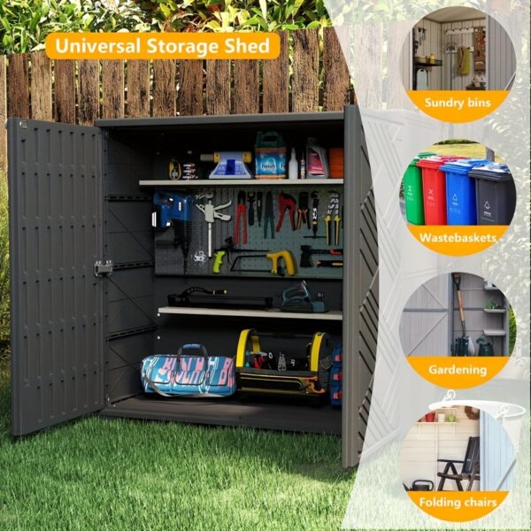 [Plastic Storage Cabinet] TARKARI Indoor Outdoor Plastic Storage Cabinet 34 "x15 "x34" With 1 Shelf, Outdoor Storage Shed For Living Room, Hallway, Balcony, Garage, Garden, Black/White - Image 4