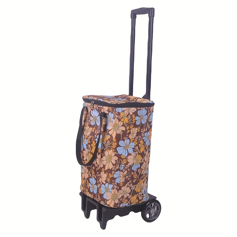 Collapsible Shopping Cart with Telescopic Tie Rod: Large Bearing PU Wheel, Raised and Widened Base, Double-Layer Insulation, Load up to 110.23LB - Image 7