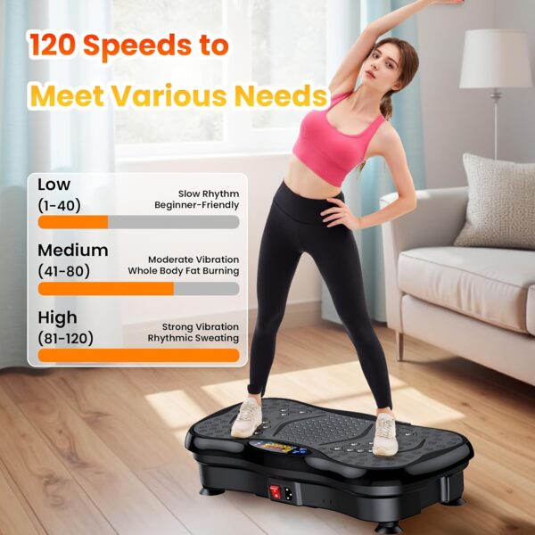 Vibration Plate Exercise Machine for Weight Loss & Lymphatic Drainage, Health - Full Body Workout Platform with 99 Speeds Levels, Quiet Shaking Technology, Portable Design for Home Gym, Muscle Toning & Burner (330lbs Capacity, Gifts for The Old) - Image 6