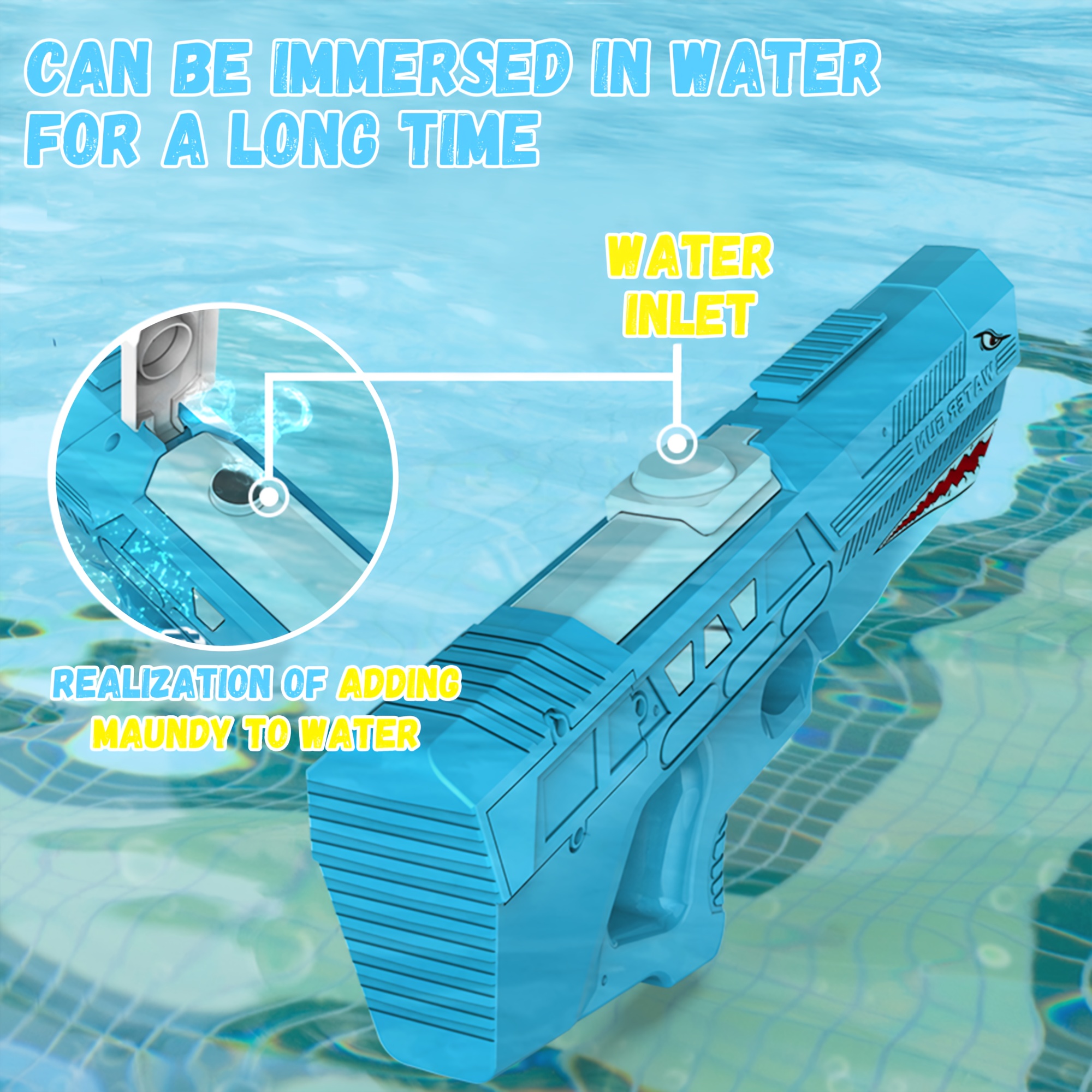 Large Capacity Shark Shaped Electric Water Gun, rechargeable-Aquatic Toys for Beach and Pool, Great for Adults and Youngsters in Summer and Outdoor, Ideal for easter And Birthday Gifts - Image 7