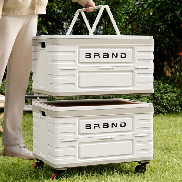 ZHOHO TANT 17.44gal Foldable Outdoor Storage Box with 360° Swivel Wheels & Handle, Durable Plastic Portable Crate for Camping, Shopping, Picnics - Multi-Purpose Space-Saving Design, Camping Storage, Picnic Essentials Carrier, Box,Cabinet,Rack for Outdoor Storage - Image 7