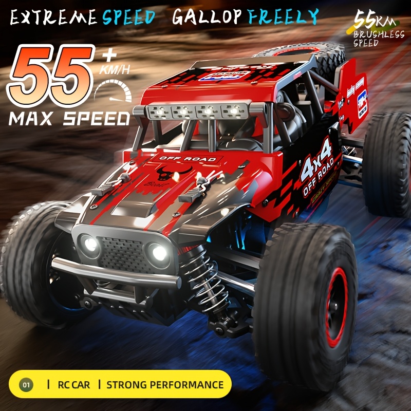 4WD RC Off-Road Monster Truck 1:20 - 34+ MPH Brushless Speed, Reinforced Metal Frame, Programmable LED Light Show | All-Terrain Remote Control Car, Toy Gift for Kids, Teens, Adults, Hobby Grade Racer