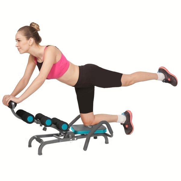[Adjustable Ab Trainer] Sturdy Iron Adjustable Foldable Ab Workout Equipment - Sit-Up Trainer for Home Gym, Black & Light Blue Design, Perfect Christmas Gift for Core Strength Training - Image 8