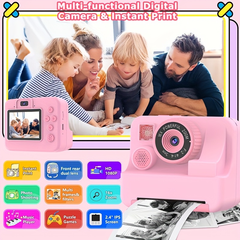 Kids Camera Instant Print Camera For Kids, Portable Camera That Print Photo, Instant Digital Camera For Kids Printing Camera Toy 3 4 5 6 7 8 9 10 Year Boy Girl Christmas Birthday Gift - Image 4