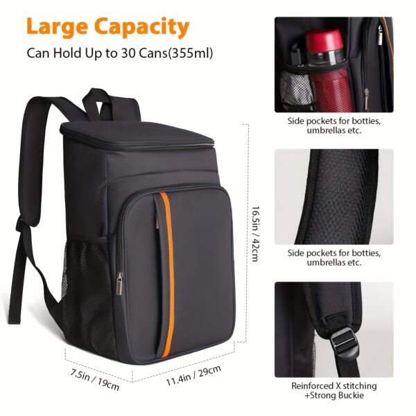 Insulated Picnic Backpack - Leak-Proof, Thickened Cooler Bag for 30 Cans, Portable Lunch Box with Neoprene Lining, Ideal for Travel, Beach, Outdoor Camping, and Picnics, Non-Food Contact, Durable Polyester, Travel Cooler Bag, Suitable for All Seasons