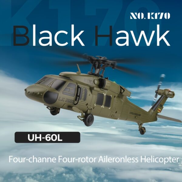 WLtoys K170 Blackk Hawk UH-15.85gal 170 RC Helicopters 2.4G 4CH Flybarless 1106 External Brushless Motor RC Helicopter Toys for Adults Boys - Image 4