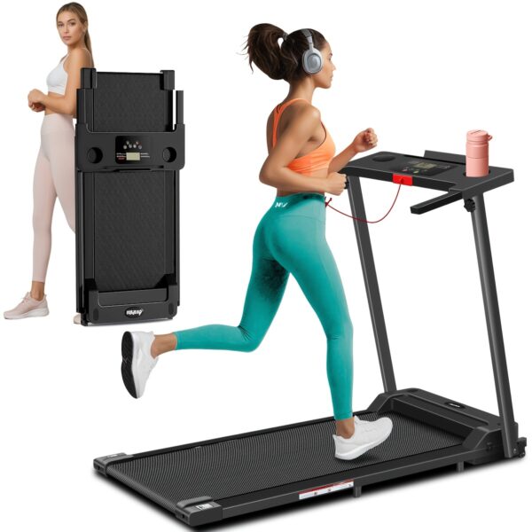 [Portable Foldable Treadmill] 300 LBS Capacity 3.0 HP Portable Foldable Treadmill - Walking Treadmill With Handle Bar, LED Display, Compact Design - Perfect for Home Office, Christmas Gifts