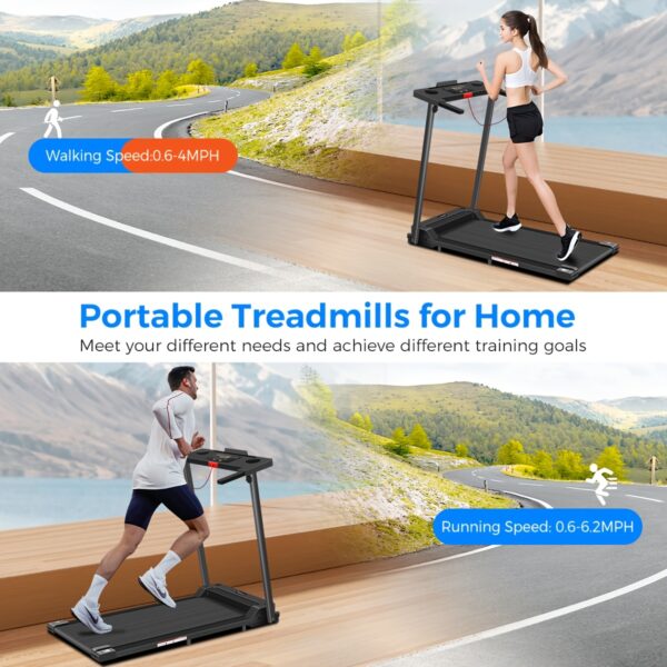 [Portable Foldable Treadmill] 300 LBS Capacity 3.0 HP Portable Foldable Treadmill - Walking Treadmill With Handle Bar, LED Display, Compact Design - Perfect for Home Office, Christmas Gifts - Image 10