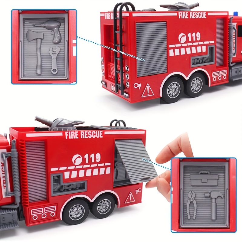 Remote Control Fire Truck, Water Cannon Fire Truck, RC Construction Truck Toys - 180° Spray Function, Auto Demonstration, with Battery, Birthday Gift for Boys And Girls Over 6-12 Years Old - Image 8