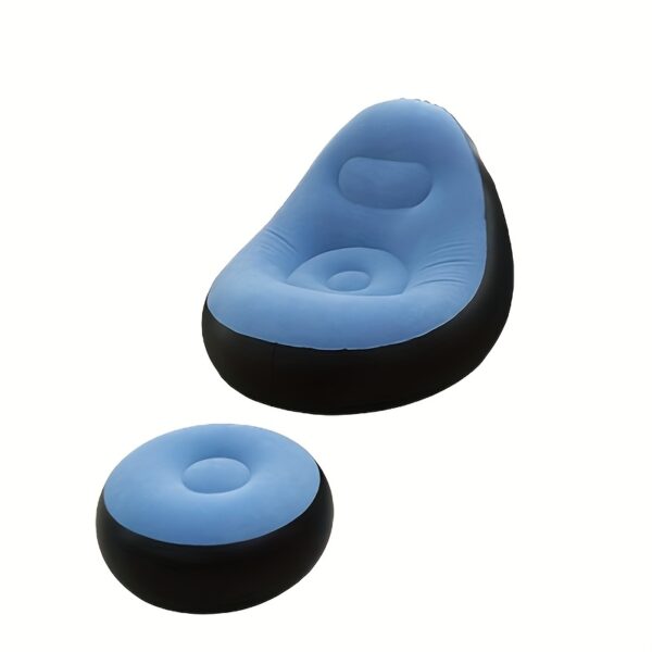 [Inflatable Sofa] 1pc Portable Inflatable Plush Sofa Lounger | Foldable with Footrest, Outdoor Recliner Chair for Camping Use - Image 9