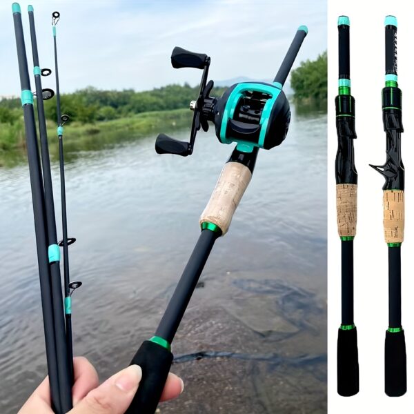 [GHOTDA Fishing Rod] GHOTDA Carbon Fishing Rod Set | Spinning Casting 1.8m Portable Travel Rod Lure Fishing Rods Surfcasting Shore Pole 4 Sections, 7.2:1 Baitcasting Reel Left/ Right, PE Fishing Line 100m - Image 10