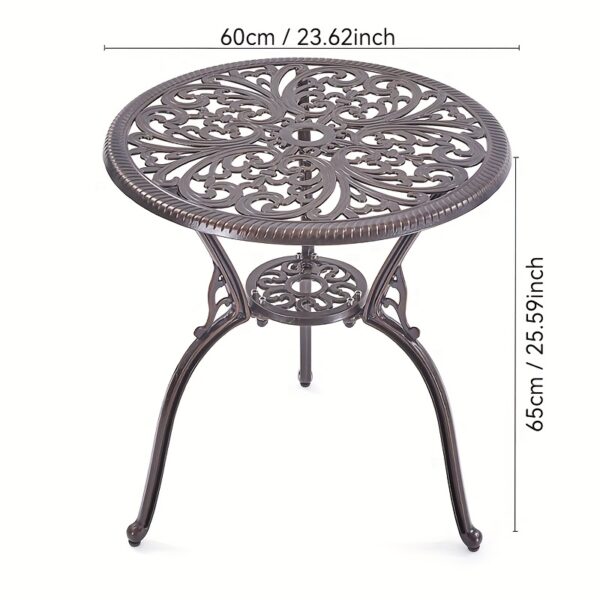 Outdoor Patio Bar Table and Chair Set, Cast Aluminum Pub Furniture, Suitable for Garden, Balcony, Terrace, Red Copper Outdoor Patio Coffee Table and Chairs, Premium Metal Frame Patio Furniture, Ideal for Porch, Poolside, Balcony, Garden, Patio, Patio Furniture Sets - Image 3