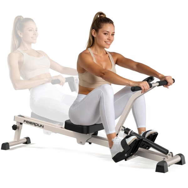[Hartwares Magnetic Rower] Hartwares 66Lbs Magnetic Rowing Machine - 16 Levels Quiet Resistance, 350Lb Capacity, Body Shaping Machine for Home