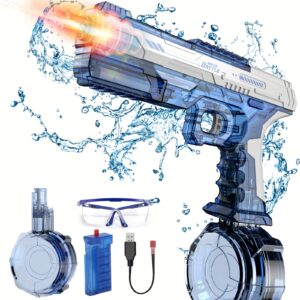 Skirfy Electric Water Gun With Realistic Gun Muzzle Flash For Kids Adults, High Powered Water Pistol With High Capacity, Ideal Outdoor Swimming Pool Beach Toys-Blue