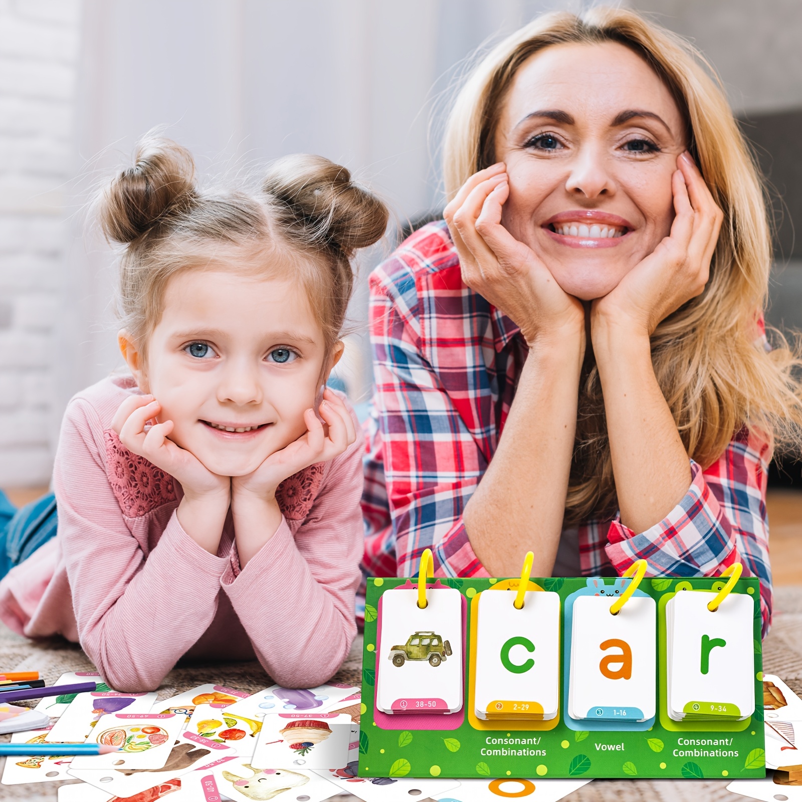 CVC Word Flip Charts Double-Sided Desktop Chart Card Set 129pcs - Interactive Spelling Game, Word Building Cards, Educational Spelling Toy, Literacy Learning Card, Classroom Educational Toys For Kids - Image 10