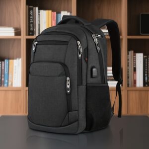 Men'S Large Capacity Travel Backpack - Durable Business Laptop Bag with Multi-Compartment Design, Adjustable Shoulder Straps & Mesh Side Pockets | Zipper Divider Pocket | Fine Textured Fabric for Daily Commuting & Travel, Backpack for Travel, Commuter Bag, Professional Look, Robust Material